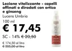NaturaSì Lozione vitalizzante capelli affinati o diradati con ortica e ginseng Lucens Umbria offerta
