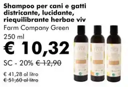 NaturaSì Shampoo per cani e gatti districante, lucidante, riequilibrante herbæ viv Farm Company Green offerta