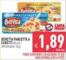 Supermercati Agorà Beretta pancetta a cubetti dolce / affumicata offerta
