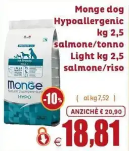 Elite Pet Monge dog Hypoallergenic Light offerta