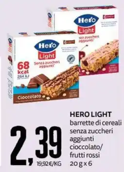 PRO7 Supermercati Hero Light barrette di cereali senza zuccheri aggiunti cioccolato offerta