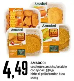 PRO7 Supermercati Amadori cotolette classiche/ortaiole offerta