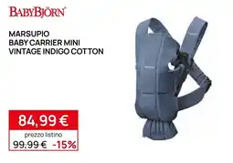 Prenatal Babybjörn marsupio baby carrier mini vintage indigo cotton offerta