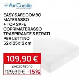 Prenatal AirCuddle Easy Safe Combo Materasso + Top Safe Coprimaterasso Traspirante 3 Strati offerta