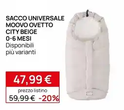 Prenatal Sacco universale moovo ovetto city beige offerta