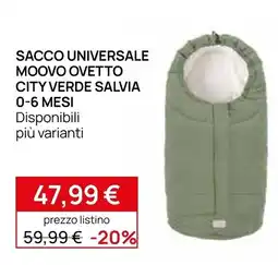 Prenatal Sacco universale moovo ovetto city verde salvia offerta