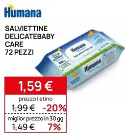 Prenatal Salviettine delicatebaby care Humana offerta