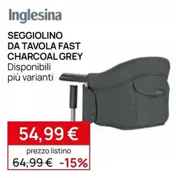 Prenatal Inglesina seggiolino da tavola fast charcoal grey offerta