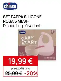 Prenatal Chicco set pappa silicone rosa offerta