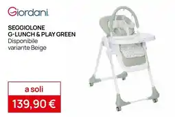 Prenatal Giordani Seggiolone G-Lunch & Play Green offerta