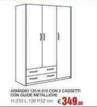 Armadio H210 con 2 cassetti con Guide Metalliche