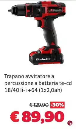 Bricocenter Trapano avvitatore a percussione a batteria Einhell offerta