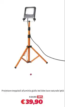Bricocenter Proiettore treppiedi alluminio giallo led 50w luce naturale ip65 offerta