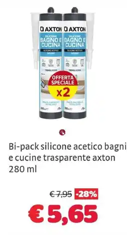 Bricocenter Bi-pack silicone acetico bagni e cucine trasparente axton offerta