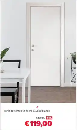 Bricocenter Porta battente ash micro bianco offerta