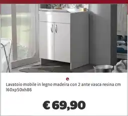 Bricocenter Lavatoio mobile in legno madeira con 2 ante vasca resina offerta