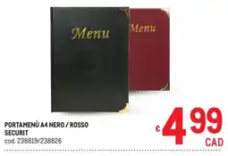 Metro Portamenù A4 Nero / Rosso Securit offerta