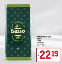Metro Olio extra vergine di oliva Basso offerta