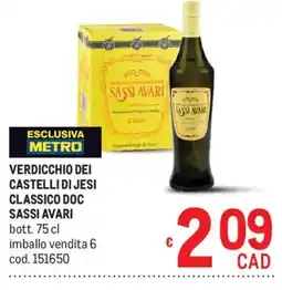 Metro Verdicchio dei Castelli di Jesi Classico DOC Sassi Avari offerta