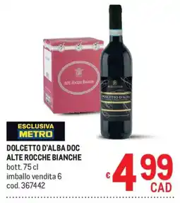 Metro Dolcetto d'Alba DOC Alte Rocche Bianche offerta