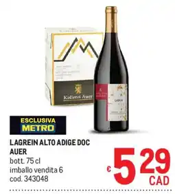 Metro Lagrein Alto Adige Doc Auer offerta