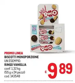 Metro Biscotti Monoporzione Ringo Vaniglia offerta