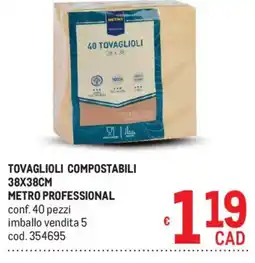 Metro Tovaglioli compostabili Metro Professional offerta
