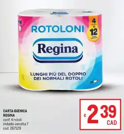 Metro Carta igienica Regina offerta
