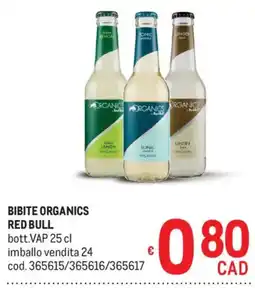 Metro Bibite Organics Red Bull offerta