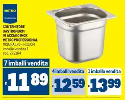 Metro Contenitore gastronorm in acciaio inox Metro Professional offerta