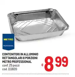 Metro Contenitori in alluminio rettangolari 8 porzioni Metro Professional offerta