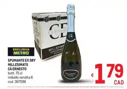 Metro Spumante ex dry millesimato Cà Ernesto offerta