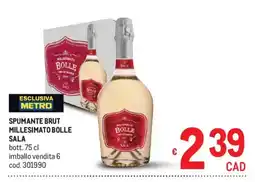 Metro Spumante brut millesimato Bolle Sala offerta