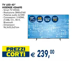 Esselunga TV LED 43" Hisense 43A69S offerta