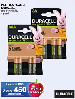 Esselunga Pile ricaricabili Duracell stilo o ministilo offerta