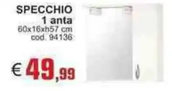 Brickea Specchio 1 anta 60x16xh57 cm offerta