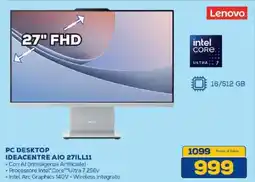 Euronics Bruno Lenovo PC Desktop Ideacentre AIO 27ILL11 offerta