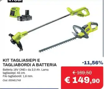Eurobrico Ryobi kit tagliasiepi e tagliabordi a batteria offerta