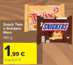 Carrefour Snack Twix o Snickers Mars offerta