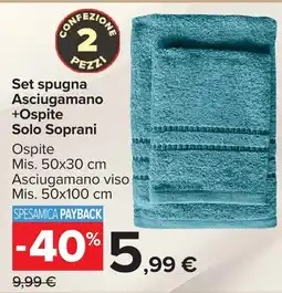 Carrefour Market Set spugna Asciugamano +Ospite Solo Soprani offerta