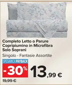 Carrefour Market Completo Letto o Parure Copripiumino in Microfibra Solo Soprani offerta