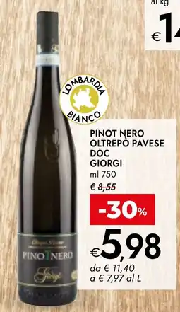Bennet Pinot Nero Giorgi offerta