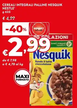 Bennet Cereali integrali palline Nesquik offerta