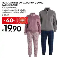 Bennet Pigiama in pile coral donna o uomo Basile Milano offerta