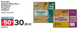 Carrefour Pannolini Esapack Baby Dry o Pentapack Progressi Pampers offerta