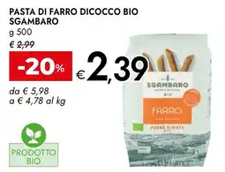 Bennet Pasta di farro dicocco bio Sgambaro offerta