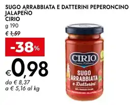 Bennet Sugo arrabbiata e datterini peperoncino Cirio offerta