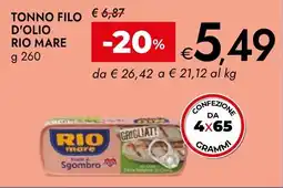 Bennet Tonno filo d'olio Rio Mare offerta