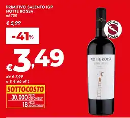 Bennet Notte Rossa Primitivo Salento IGP offerta