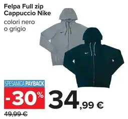 Carrefour Felpa Full zip Cappuccio Nike offerta